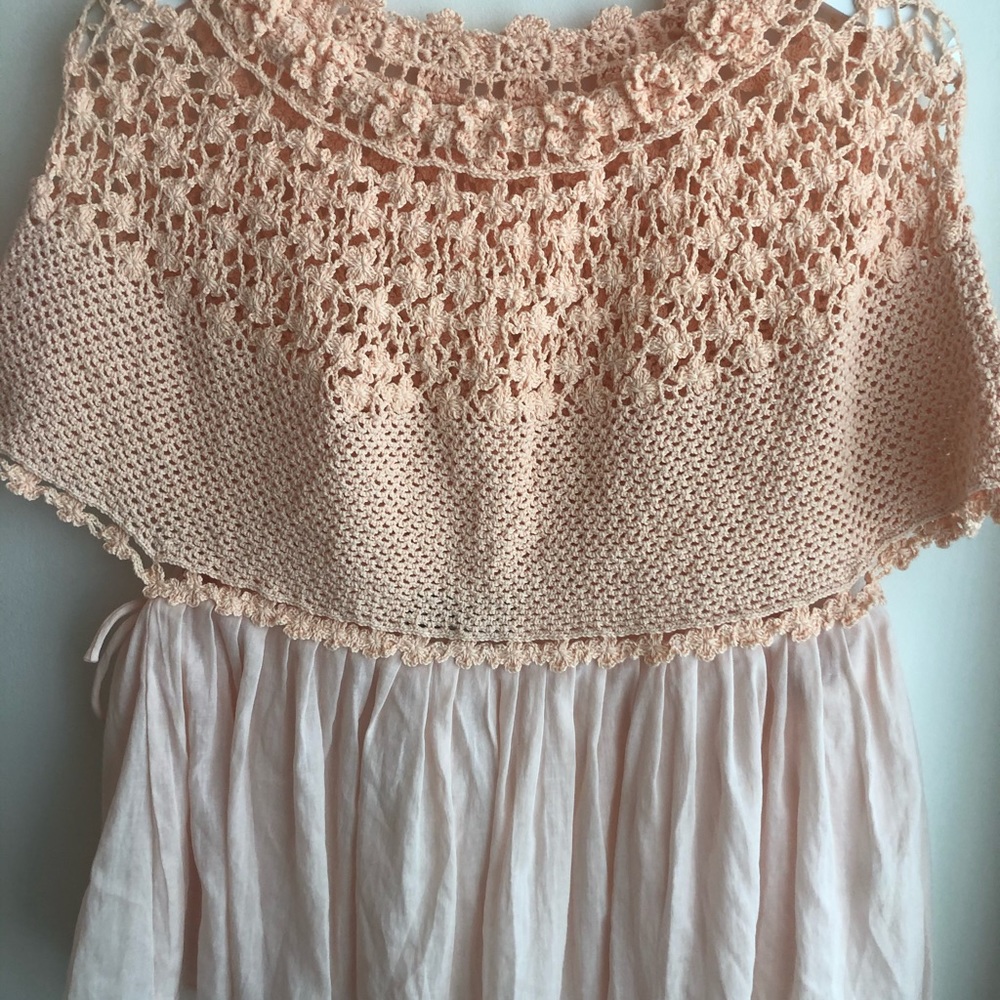 Innika Choo Peach Crochet Collar Top One Size